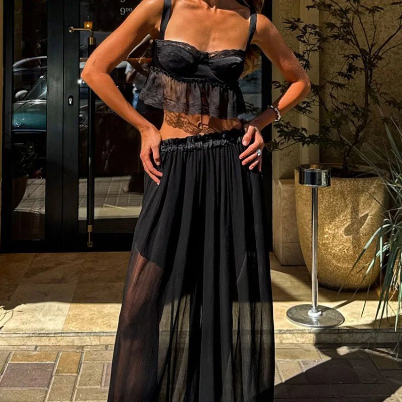 Halftone Chiffon Crop Set – Women's Summer Co-ord Set