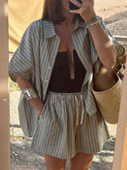 Striped Shorts Set – Women's Summer Co-ord Set