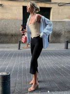 Women's High-Waisted Cropped Flared Trousers – Slim-Fit Capri Style for Spring Summer Work Smart Casual and Everyday Wear