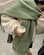 Tasselled Winter Scarf – Cashmere Blend Wrap in 13 Colours