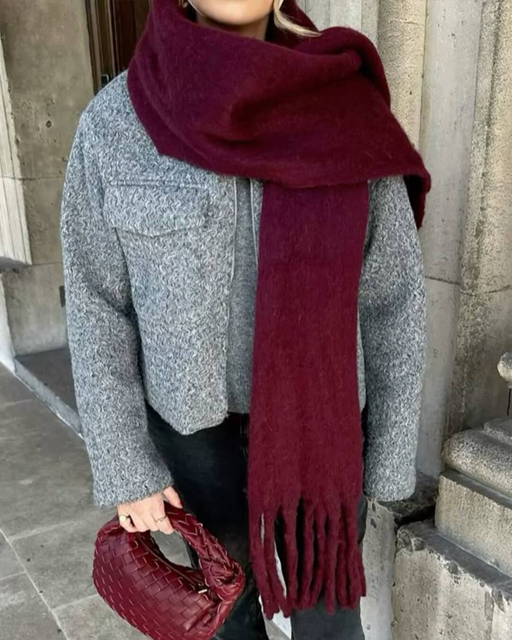 Tasselled Winter Scarf – Cashmere Blend Wrap in 13 Colours