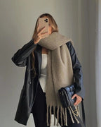 Tasselled Winter Scarf – Cashmere Blend Wrap in 13 Colours