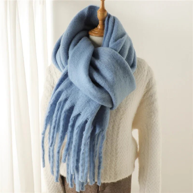 Tasselled Winter Scarf – Cashmere Blend Wrap in 13 Colours