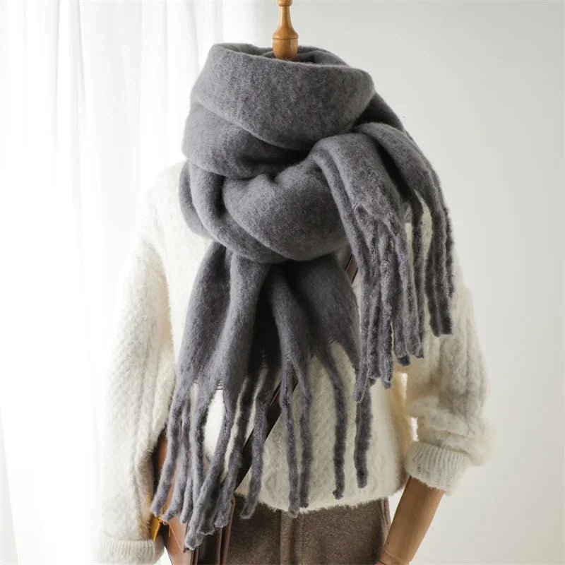 Tasselled Winter Scarf – Cashmere Blend Wrap in 13 Colours