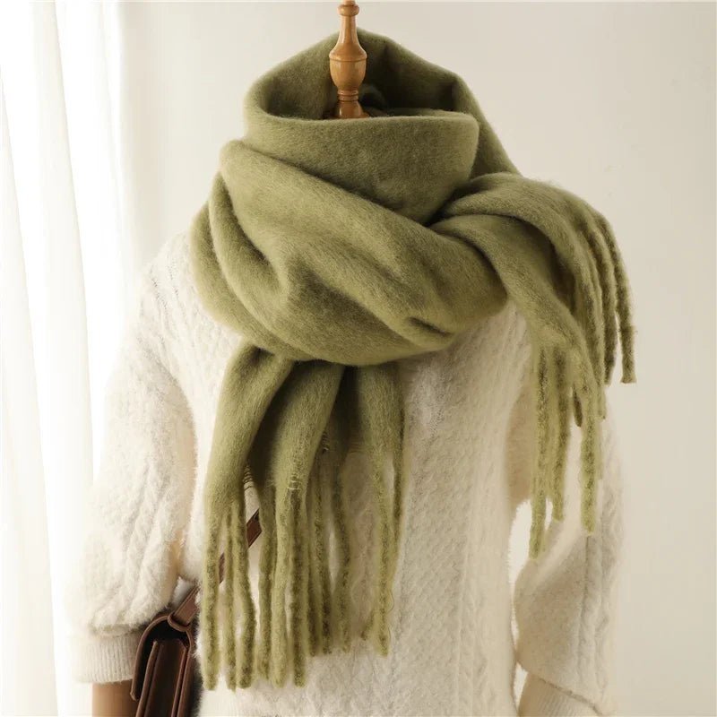 Tasselled Winter Scarf – Cashmere Blend Wrap in 13 Colours