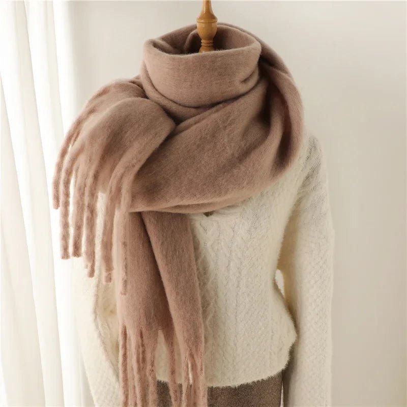 Tasselled Winter Scarf – Cashmere Blend Wrap in 13 Colours