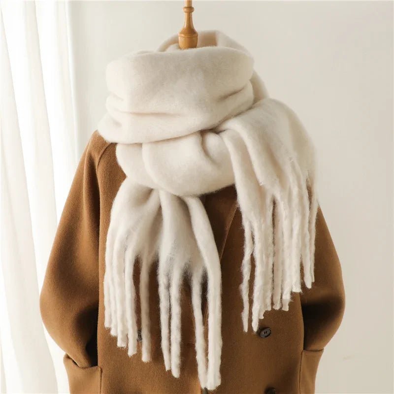 Tasselled Winter Scarf – Cashmere Blend Wrap in 13 Colours