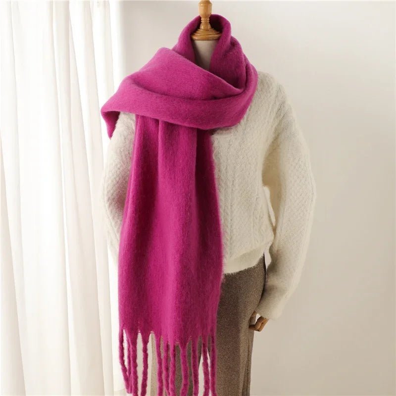 Tasselled Winter Scarf – Cashmere Blend Wrap in 13 Colours