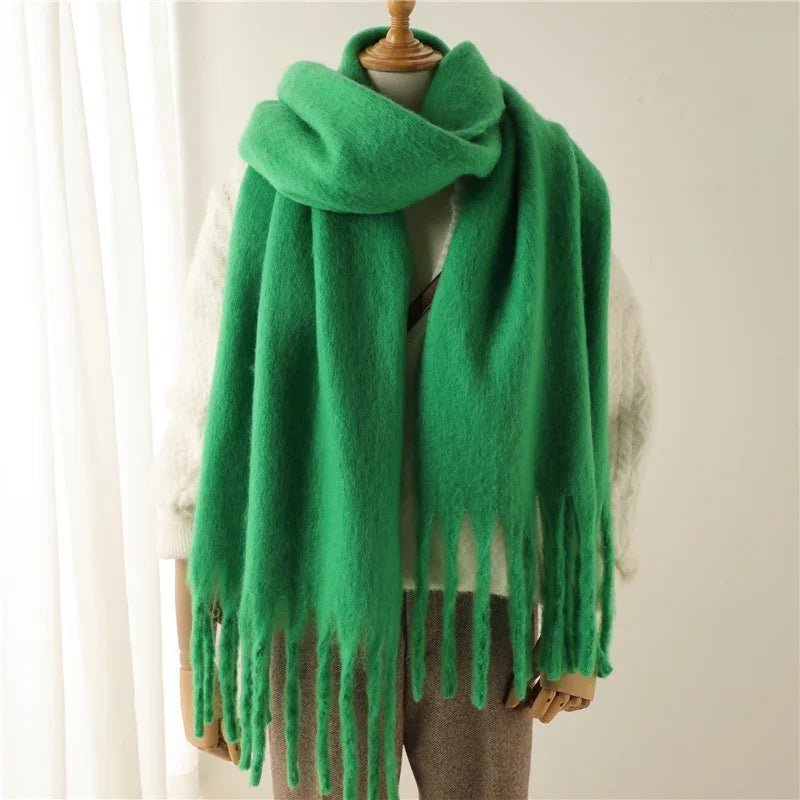 Tasselled Winter Scarf – Cashmere Blend Wrap in 13 Colours
