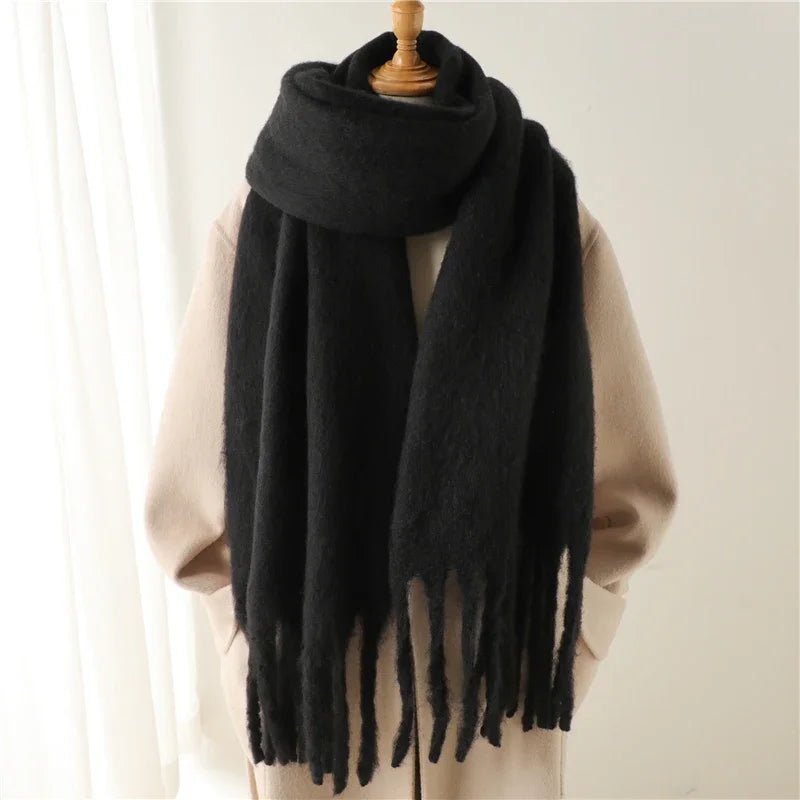 Tasselled Winter Scarf – Cashmere Blend Wrap in 13 Colours