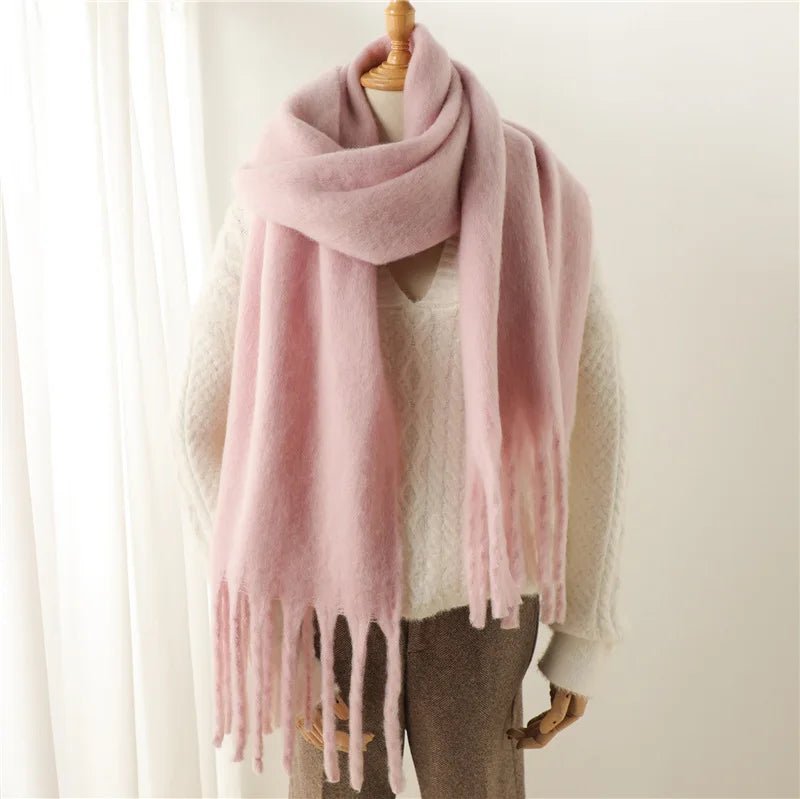 Tasselled Winter Scarf – Cashmere Blend Wrap in 13 Colours