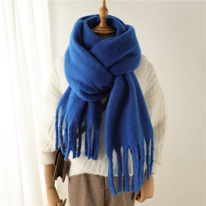 Tasselled Winter Scarf – Cashmere Blend Wrap in 13 Colours