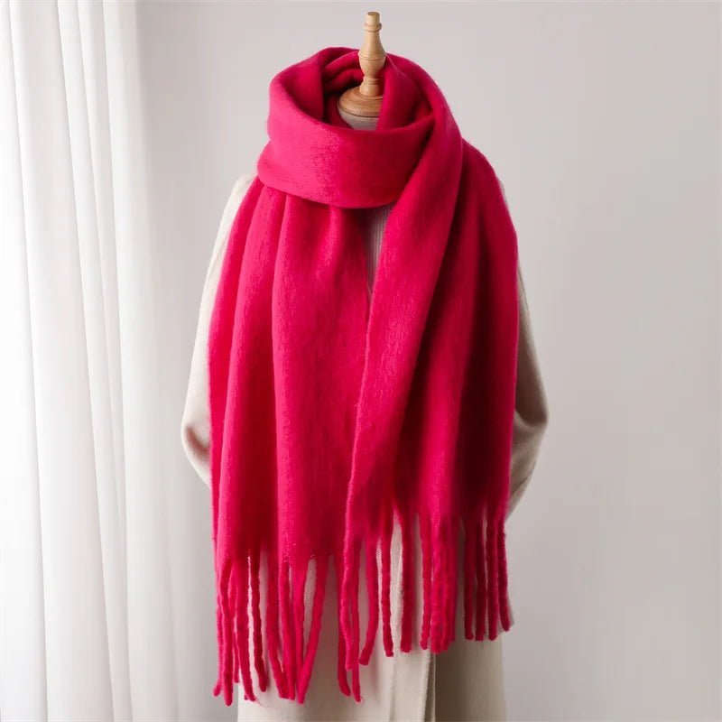 Tasselled Winter Scarf – Cashmere Blend Wrap in 13 Colours