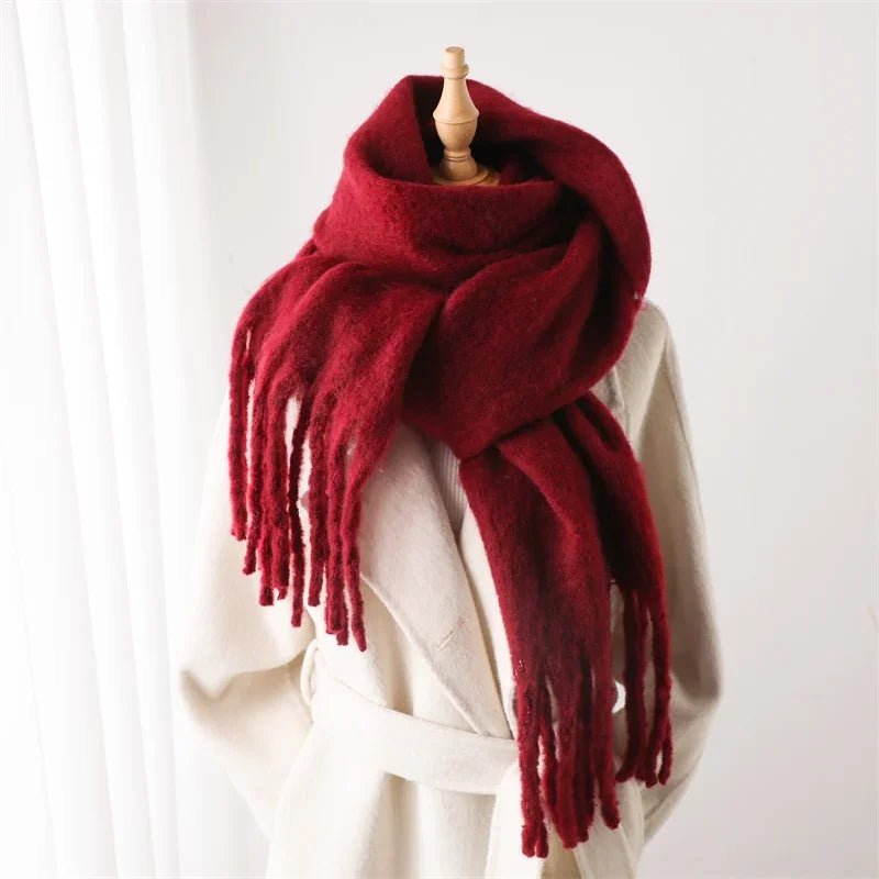 Tasselled Winter Scarf – Cashmere Blend Wrap in 13 Colours