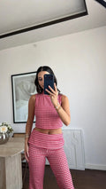 Plaid Crop Top Co-Ord Set – Women's Summer Co-ord Set