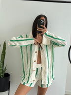 Striped Crochet Two-Piece Set – Women's Summer Co-ord Set