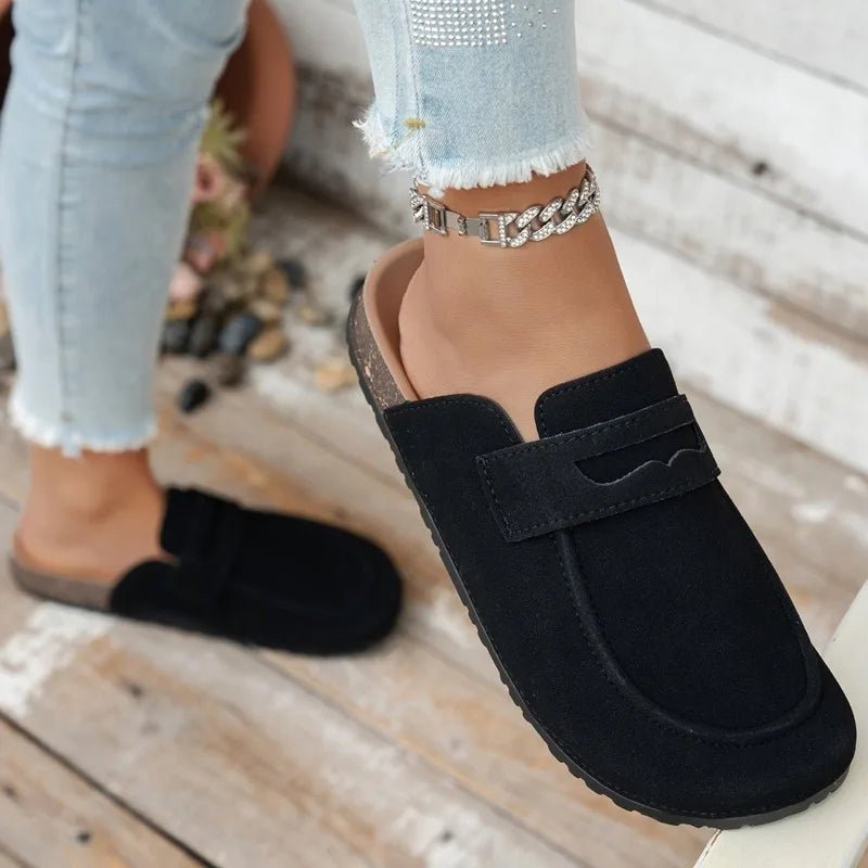 Beige Cork Suede Mules – Women's Comfortable Everyday Mules