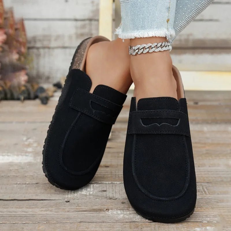 Beige Cork Suede Mules – Women's Comfortable Everyday Mules