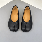 Black Split-Toe Leather Mules – Women's Comfortable Everyday Mules