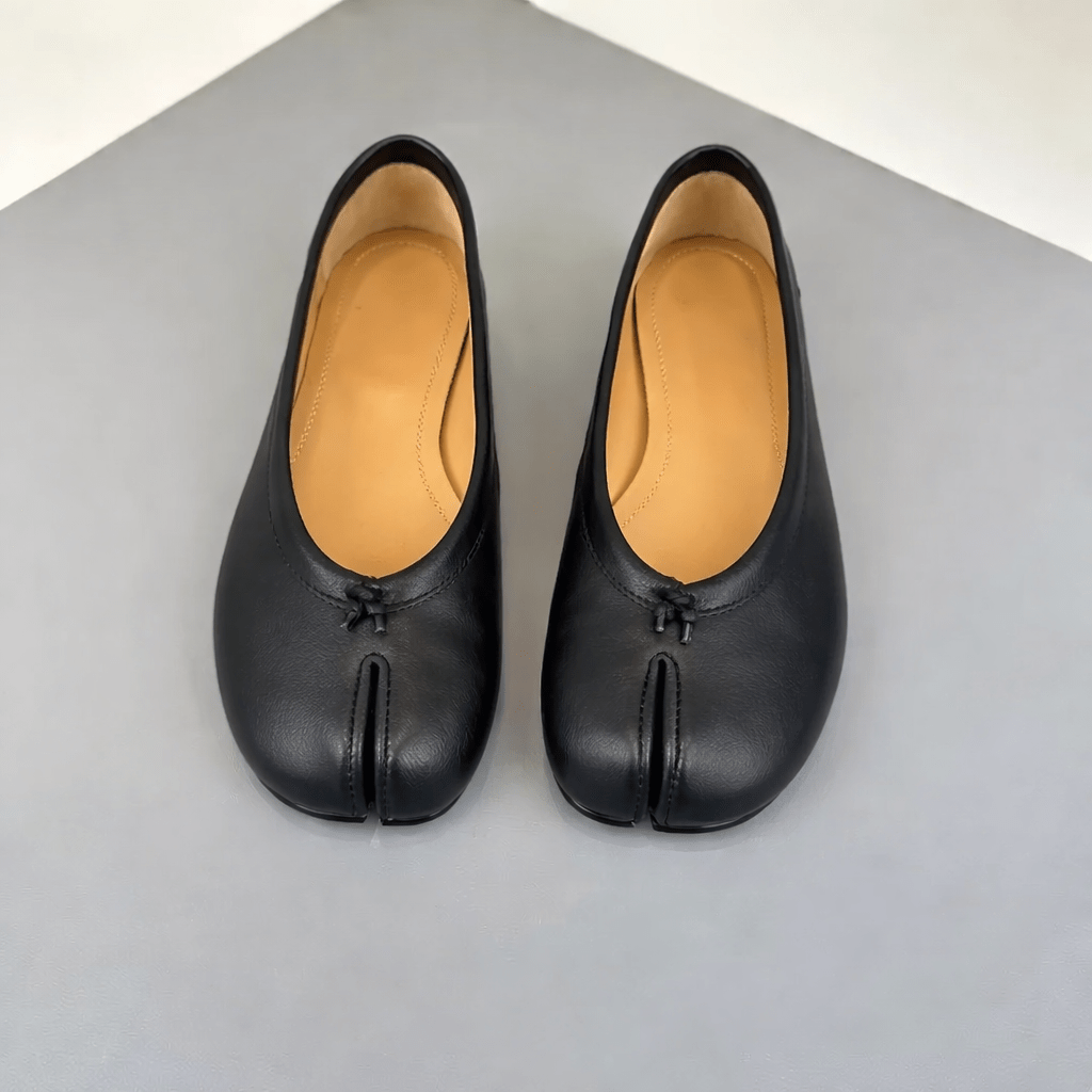 Black Split-Toe Leather Mules – Women's Comfortable Everyday Mules
