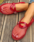Breathable Mesh Ballet Flats with Leather Insole – Round Toe Flats