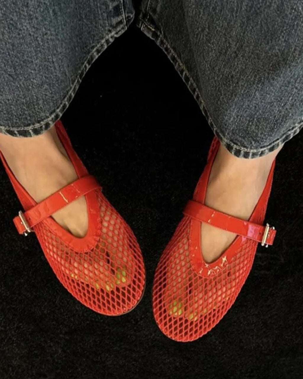 Breathable Mesh Ballet Flats with Leather Insole – Round Toe Flats