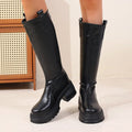 Black Knee High Leather Boots – Women's Autumn Winter Boots