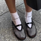 Breathable Mesh Ballet Flats with Leather Insole – Round Toe Flats