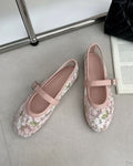 Beige Mesh Mary Jane Ballet Flats – Women's Comfortable Everyday Ballet Flats