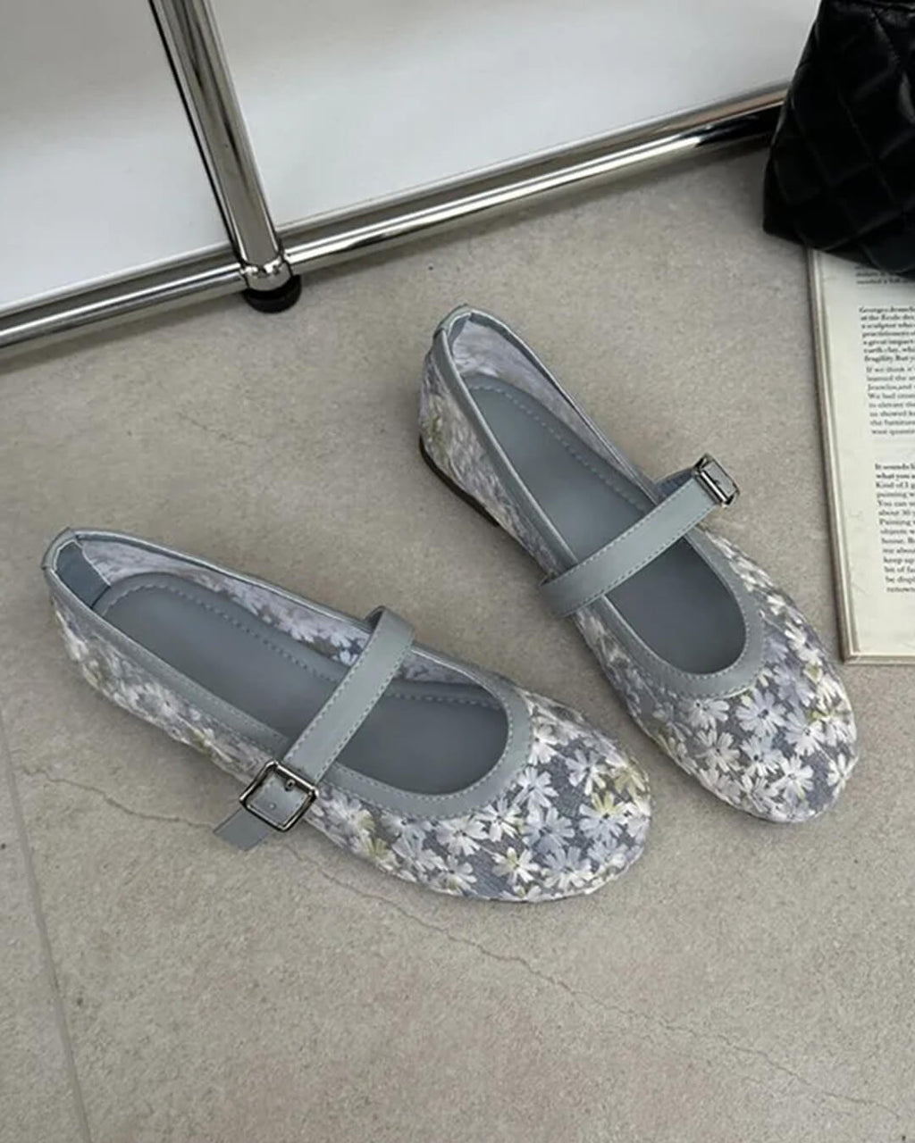 Beige Mesh Mary Jane Ballet Flats – Women's Comfortable Everyday Ballet Flats