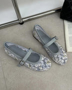Beige Mesh Mary Jane Ballet Flats – Women's Comfortable Everyday Ballet Flats