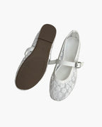 Beige Mesh Mary Jane Ballet Flats – Women's Comfortable Everyday Ballet Flats