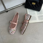 Beige Mesh Mary Jane Ballet Flats – Women's Comfortable Everyday Ballet Flats