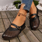 Black Mesh Mary Jane Ballet Flats – Women's Comfortable Everyday Ballet Flats