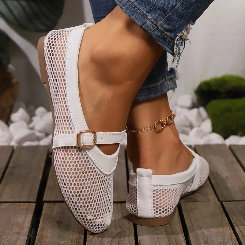 Black Mesh Mary Jane Ballet Flats – Women's Comfortable Everyday Ballet Flats