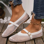 Black Mesh Mary Jane Ballet Flats – Women's Comfortable Everyday Ballet Flats