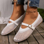 Black Mesh Mary Jane Ballet Flats – Women's Comfortable Everyday Ballet Flats