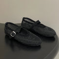 Black Rhinestone Mesh Ballet Flats – Women's Comfortable Everyday Ballet Flats