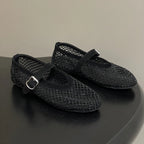 Black Rhinestone Mesh Ballet Flats – Women's Comfortable Everyday Ballet Flats