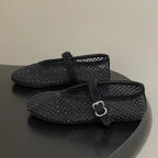 Black Rhinestone Mesh Ballet Flats – Women's Comfortable Everyday Ballet Flats