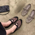 Black Rhinestone Mesh Ballet Flats – Women's Comfortable Everyday Ballet Flats