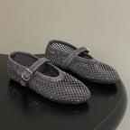 Black Rhinestone Mesh Ballet Flats – Women's Comfortable Everyday Ballet Flats