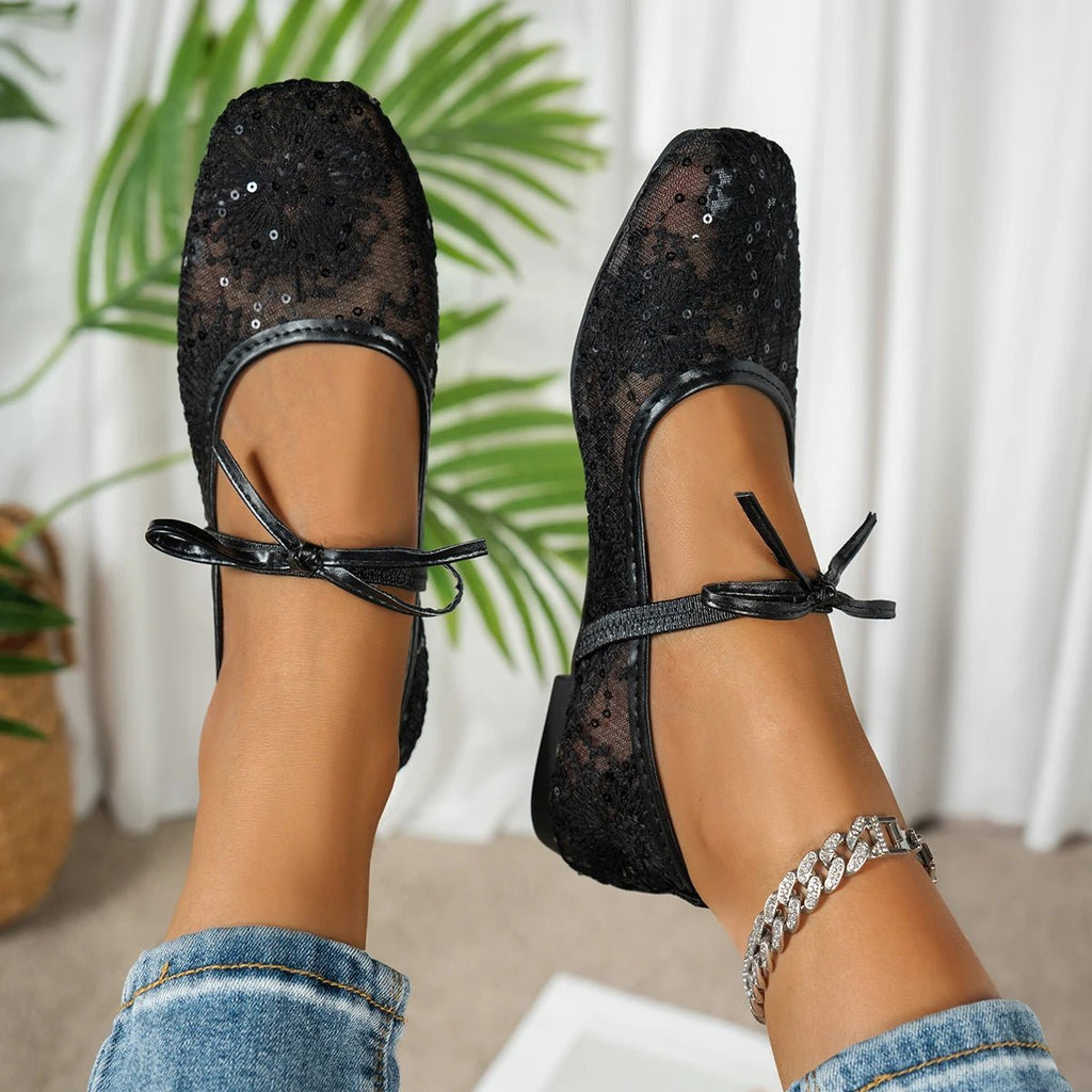 White Mesh Ballet Flats – Women's Comfortable Everyday Ballet Flats