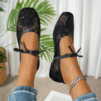 White Mesh Ballet Flats – Women's Comfortable Everyday Ballet Flats
