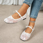 White Mesh Ballet Flats – Women's Comfortable Everyday Ballet Flats