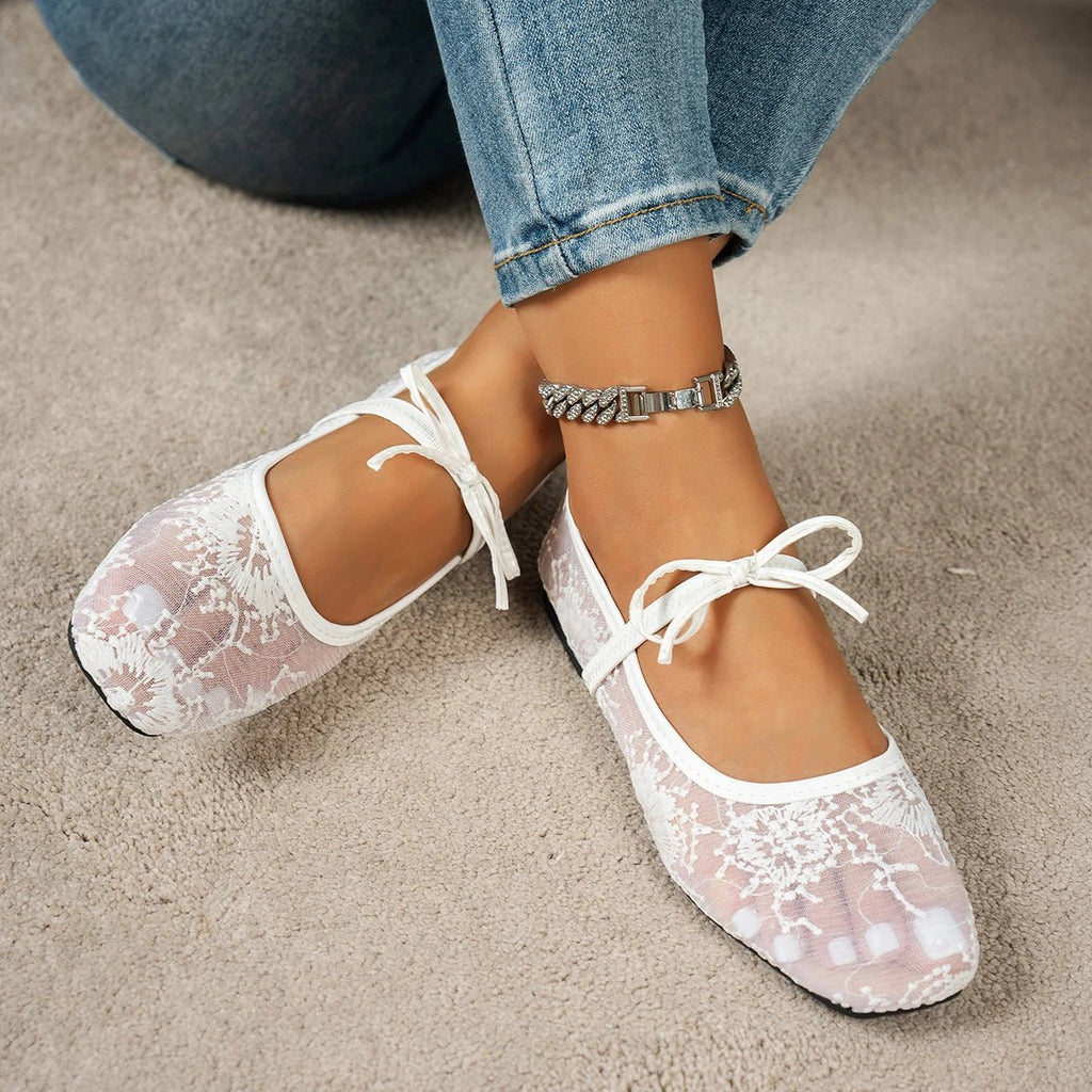 White Mesh Ballet Flats – Women's Comfortable Everyday Ballet Flats