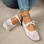 White Mesh Ballet Flats – Women's Comfortable Everyday Ballet Flats