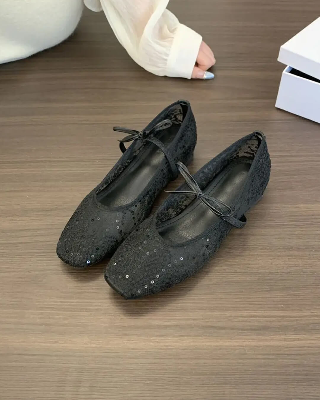 White Mesh Ballet Flats – Women's Comfortable Everyday Ballet Flats