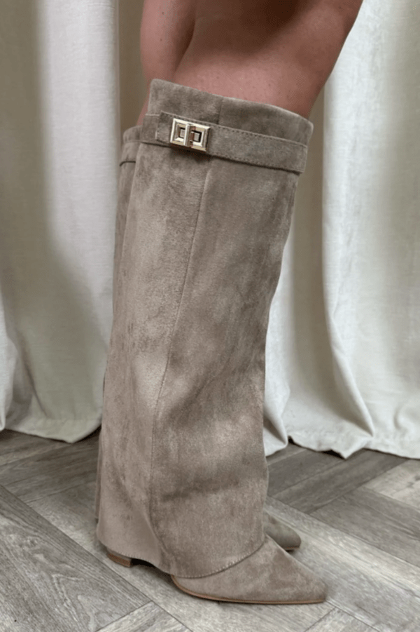 Taupe Suede Boots – Women's Autumn Winter Boots