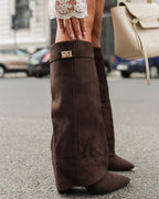 Taupe Suede Boots – Women's Autumn Winter Boots